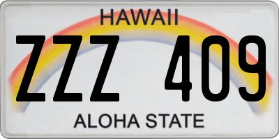 HI license plate ZZZ409