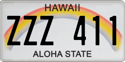 HI license plate ZZZ411