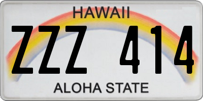 HI license plate ZZZ414