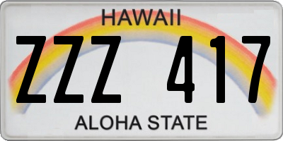 HI license plate ZZZ417