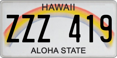 HI license plate ZZZ419