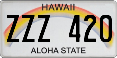 HI license plate ZZZ420