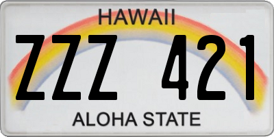 HI license plate ZZZ421