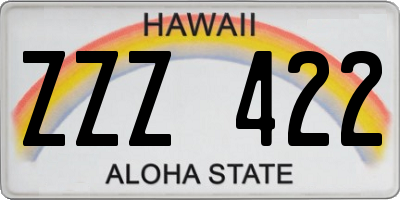 HI license plate ZZZ422