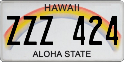 HI license plate ZZZ424