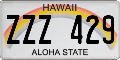 HI license plate ZZZ429