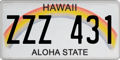 HI license plate ZZZ431