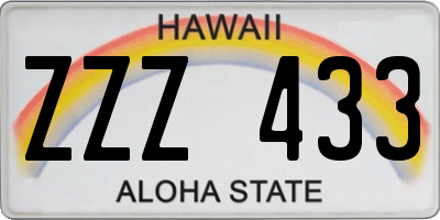 HI license plate ZZZ433