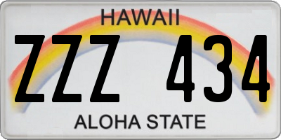 HI license plate ZZZ434