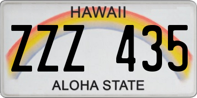 HI license plate ZZZ435