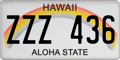 HI license plate ZZZ436