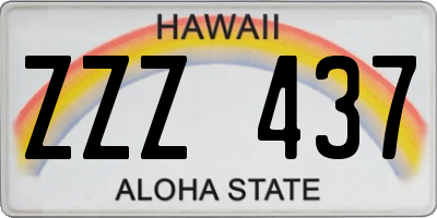 HI license plate ZZZ437