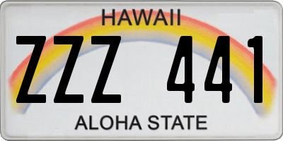 HI license plate ZZZ441