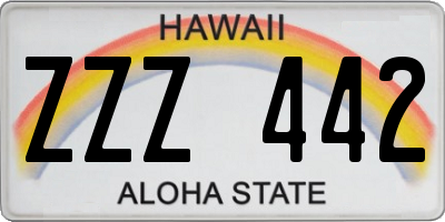 HI license plate ZZZ442