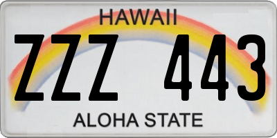 HI license plate ZZZ443