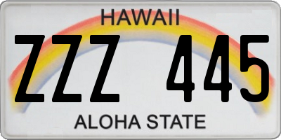 HI license plate ZZZ445