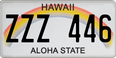 HI license plate ZZZ446