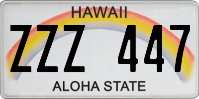 HI license plate ZZZ447