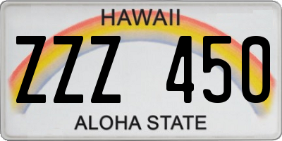 HI license plate ZZZ450