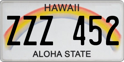 HI license plate ZZZ452