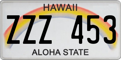 HI license plate ZZZ453