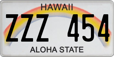 HI license plate ZZZ454