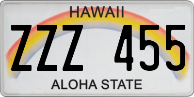 HI license plate ZZZ455