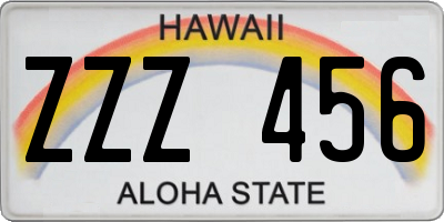 HI license plate ZZZ456