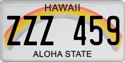 HI license plate ZZZ459