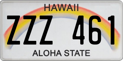 HI license plate ZZZ461