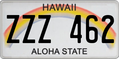 HI license plate ZZZ462