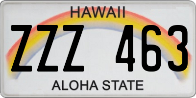 HI license plate ZZZ463