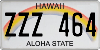 HI license plate ZZZ464