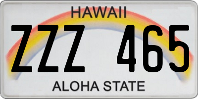 HI license plate ZZZ465