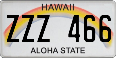 HI license plate ZZZ466