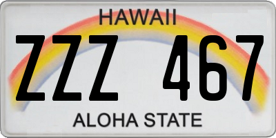 HI license plate ZZZ467