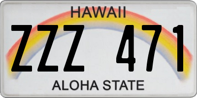 HI license plate ZZZ471