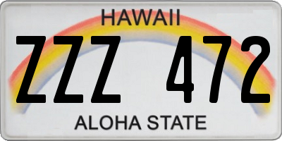 HI license plate ZZZ472