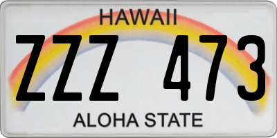 HI license plate ZZZ473