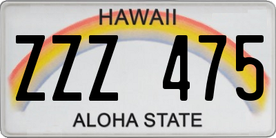 HI license plate ZZZ475