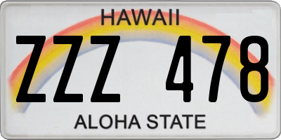 HI license plate ZZZ478