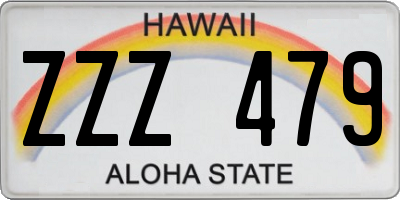 HI license plate ZZZ479