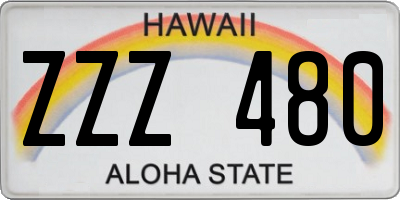 HI license plate ZZZ480