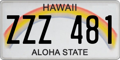 HI license plate ZZZ481