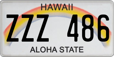 HI license plate ZZZ486