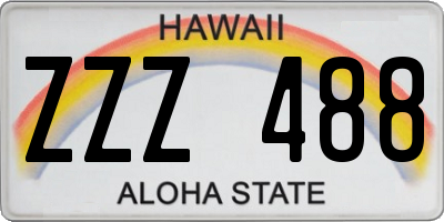 HI license plate ZZZ488