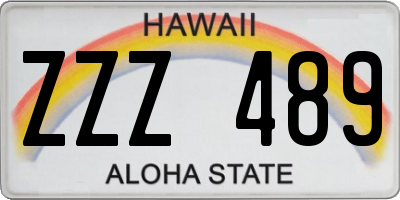 HI license plate ZZZ489