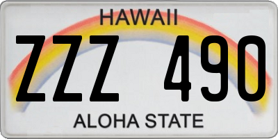 HI license plate ZZZ490