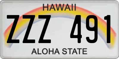 HI license plate ZZZ491