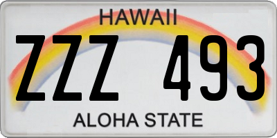 HI license plate ZZZ493